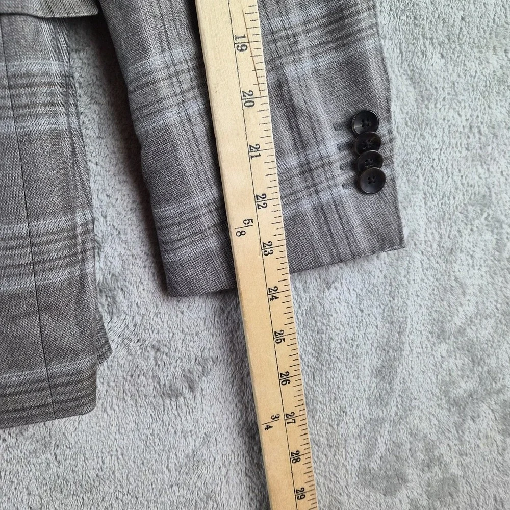Boss Hugo Boss 36S Gray Plaid Wool Blazer Guabello Super 130s Sport Coat NEW